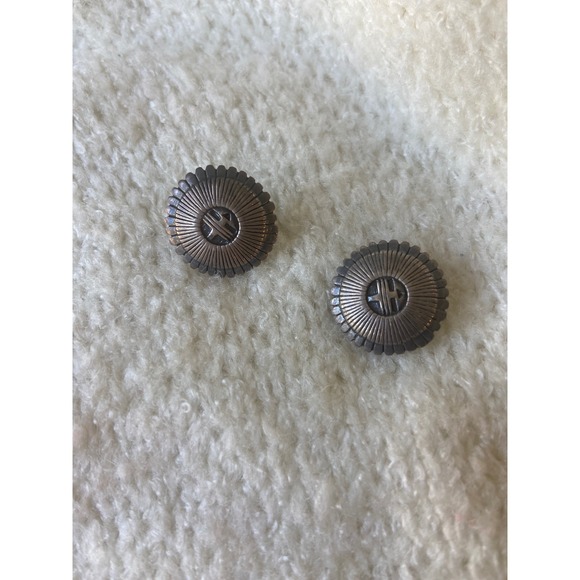 Unbranded Jewelry - Sterling Silver Concho Stud Earrings Southwestern Sunburst Scalloped 925 Studs
